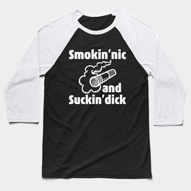 cigarette smoking funny Joke Meme Baseball T-Shirt by Mellowdellow